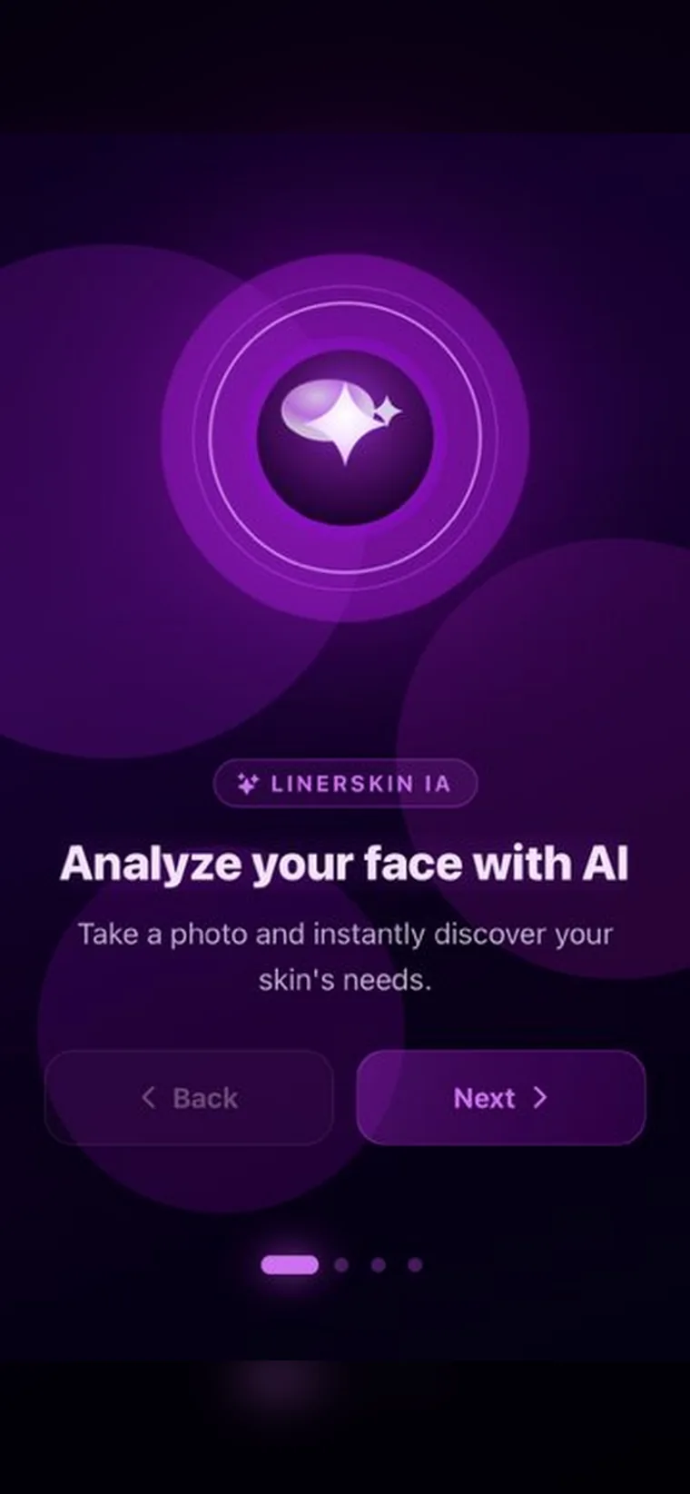 Écran Analyze your face with AI de LinerSkin